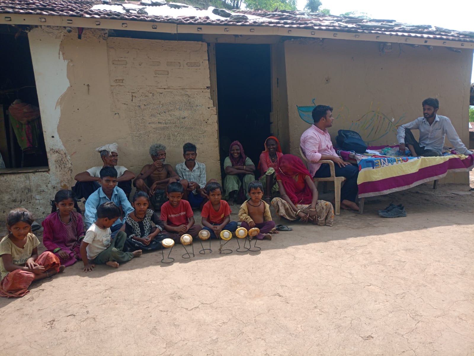 Children with solar reading lamps